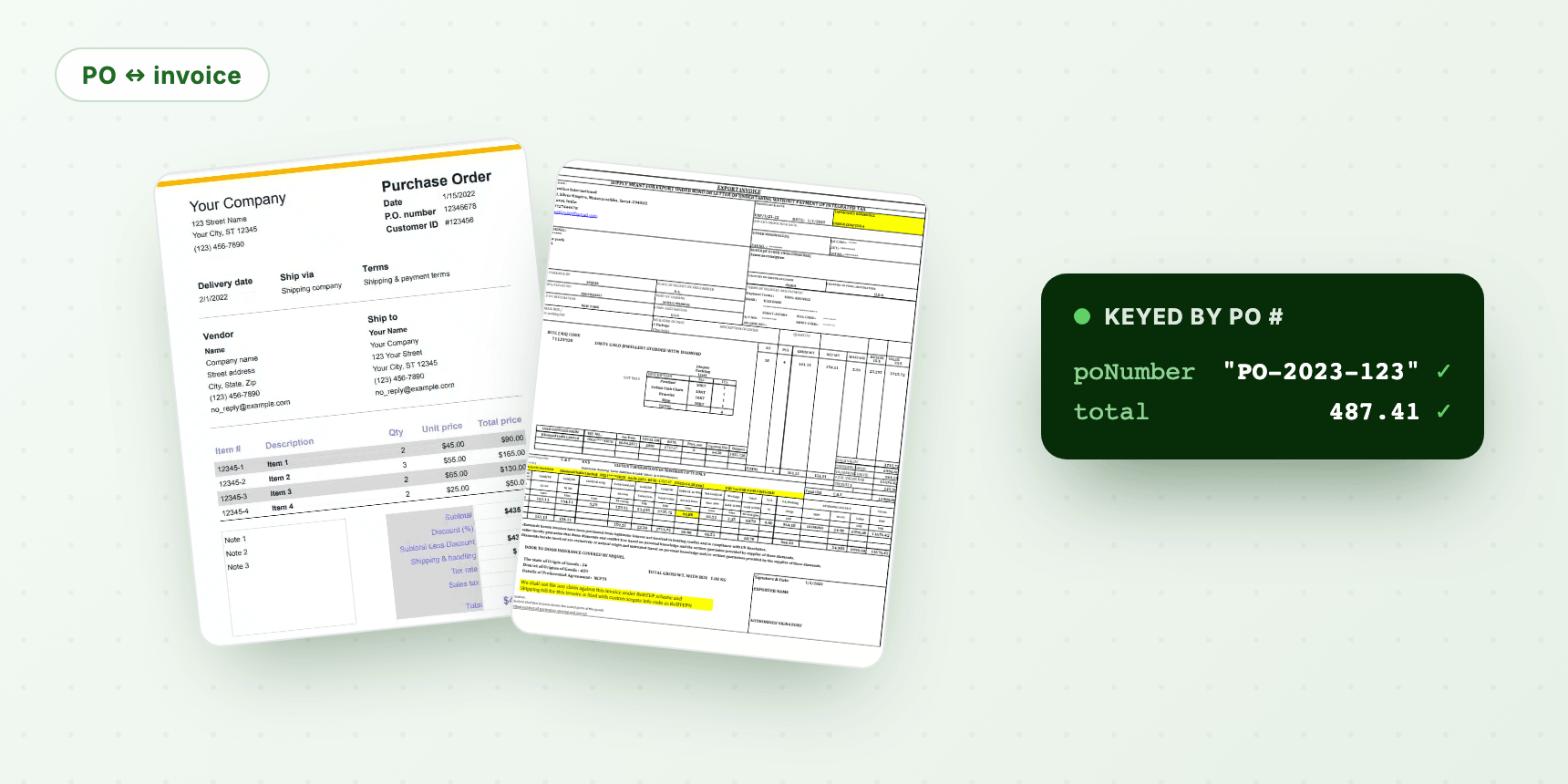Match purchase orders to vendor invoices