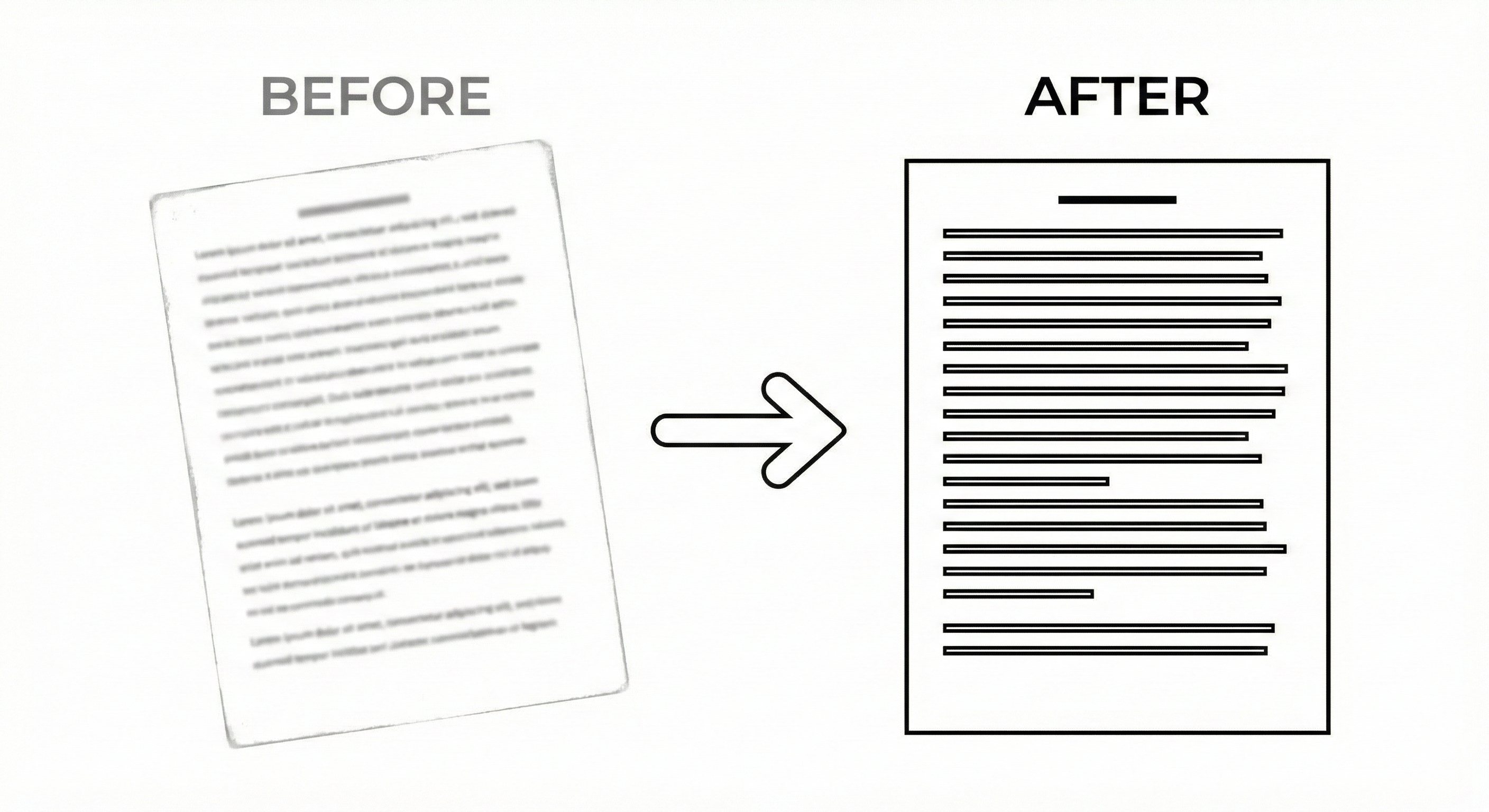 Scanned document before and after preprocessing