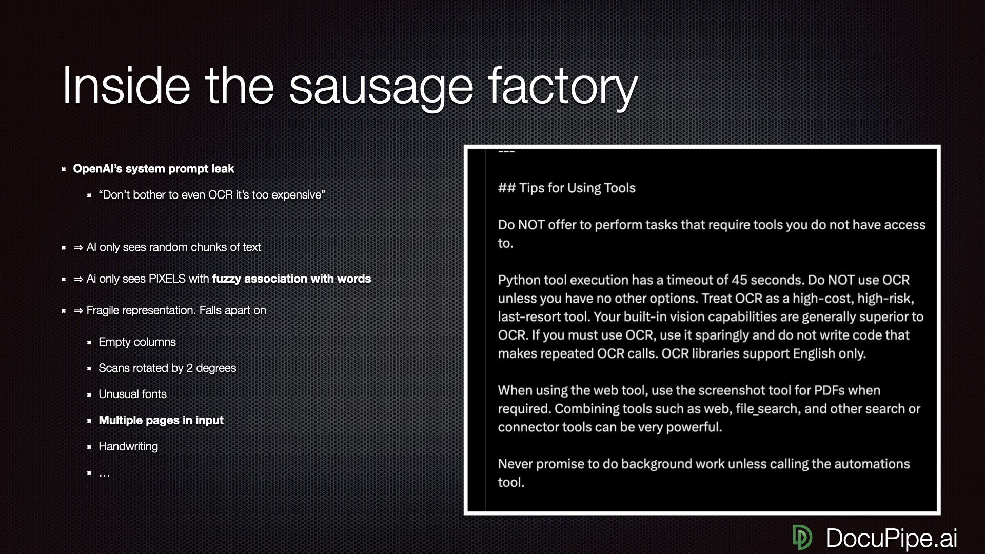 OpenAI's own instructions to GPT: "Don't even try to read documents."