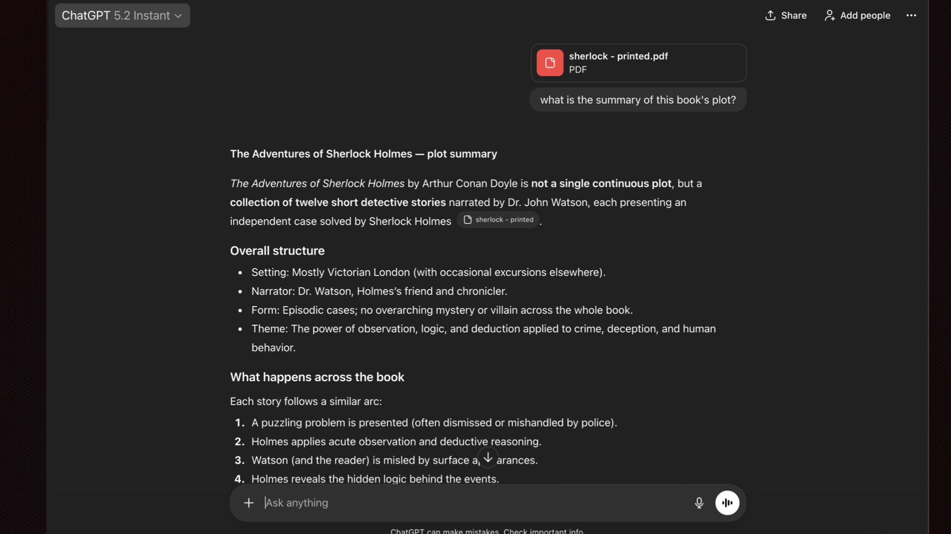Impressive! ChatGPT nails the plot summary. Surely it read the whole book, right?